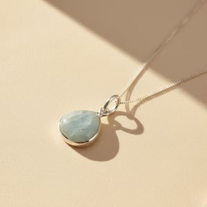Aquamarine March Birthstone Sterling Silver Necklace