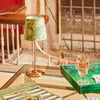 Reed rechargeable table lamp in brass