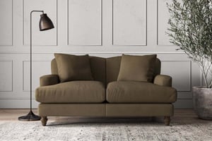 nkuku Deni Small Sofa | Make To Order | Brera Linen Chesnut | Brera Linen Indigo