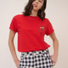 Navy Denim Gingham Mini Shorts