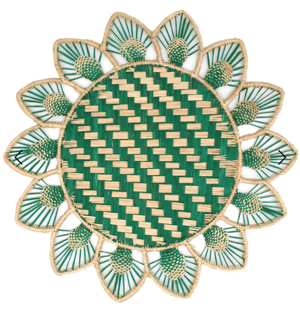 Sunbeam Handwoven Iraca Placemat - Accented Borders / Light Green