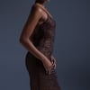 AKIRA Just For Fun Rhinestone Midi Dress | Brown | Size XL