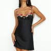 Blooming Confidence Satin Mini Dress Black