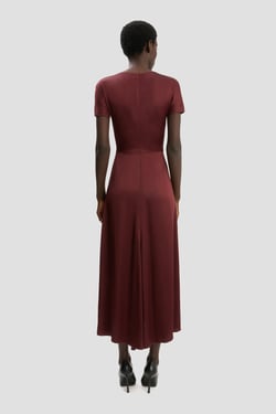Victoria Beckham Blaire Midi Dress In Cinnabar Red - 16 - Womens