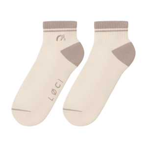 Stripe Cushioned Ankle Socks - S-M / Natural/Mushroom
