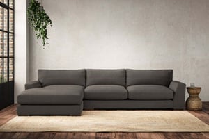 nkuku Guddu Large Left Hand Chaise Sofa | Make To Order | Brera Linen Granite | No Colour