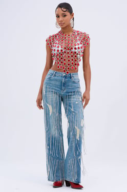 AKIRA Dripping In Jewels Relaxed Fit Denim Jeans | Size 34