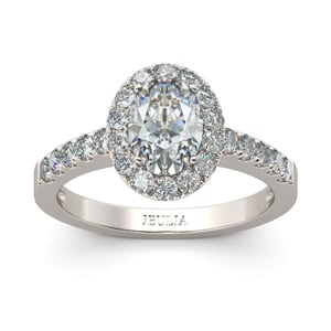 Jeulia Halo Oval Cut Sterling Silver Ring