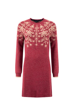 Weird Fish Blakely Fair Isle Knitted Dress Rhubarb Size 22