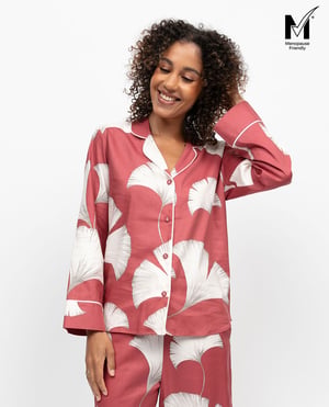 Josie Womens Leaf Print Pyjama Top - 10