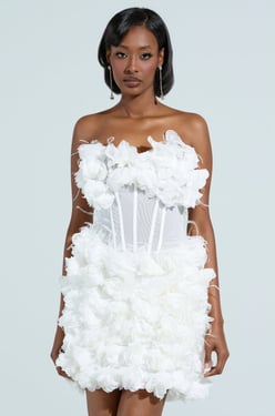 AKIRA On Broadway Feather And Flower Mini Dress | Size Small