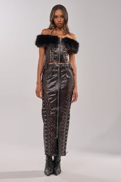 AKIRA Too Sexy For You Maxi Skirt | Brown | Size Small