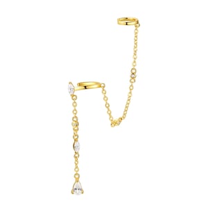 Radiant Double Ear Cuff Sterling Silver Gold