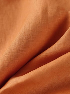 100% Linen Lightweight Fabric Handcraft Material for DIY and Sewing Projects - Sun Orange / 1 Metre
