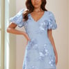 Utopia Blooming Mesh Mini Dress Blue
