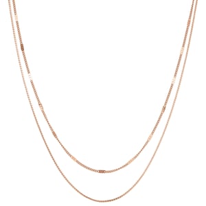 Mixed Cable and Bead Chain Necklace Rose Gold