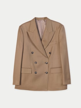 Double-Breasted Cashmere Suit Blazer - L-XL / sepia / WB0039-1851