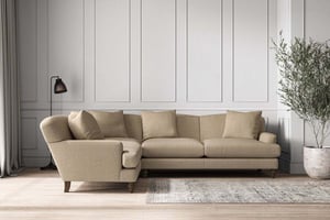 nkuku Deni Large Left Hand Corner Sofa | Make To Order | Brera Linen Pebble | No Colour