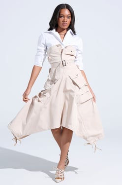 AKIRA Strollin Down Soho Cargo Midi Dress | Size Small