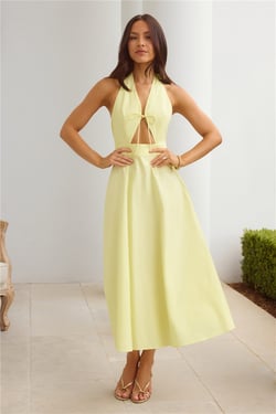 Sands Of Splendor Halter Maxi Dress Lemon