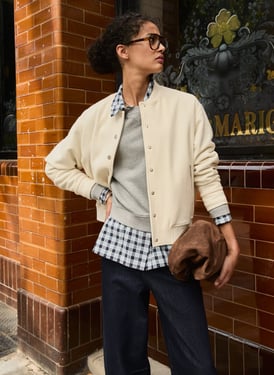 Antonia Wool Blend Bomber Jacket - UK 16 | EU 44 | US 12 / Soft White