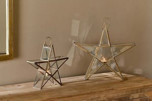 nkuku Sanwi Standing Star Brass | Christmas Decorations | Antique Brass | Medium 35 x 37.5 x 8 cm