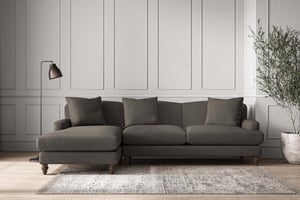 nkuku Deni Large Left Hand Chaise Sofa | Make To Order | Brera Linen Granite | No Colour