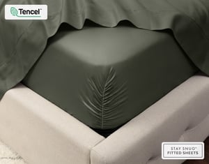 QE Home 500TC Eucalyptus Luxe TENCEL™ Lyocell Sheet Set Fitted Sheet in Bonsai Green, Double