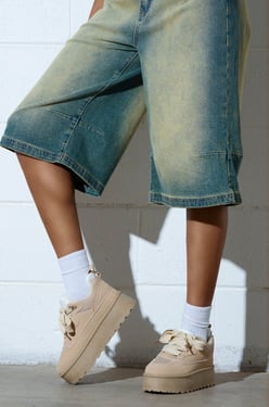 AKIRA Popularity Sand Flatform Sneaker Shoes | Size 10