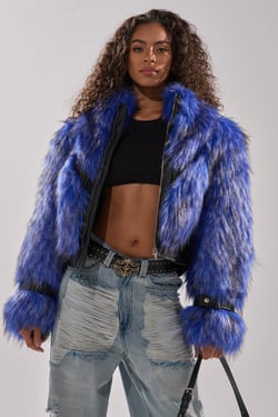 AKIRA Astro Fur Panel Moto Jacket | Size Large