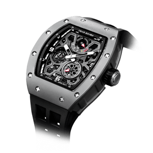 TSAR BOMBA Men's Automatic Luxury Sport Watch | Ceramic Titanium Silver | Elemental TB8212 | 42.5mm | Ceramic & Carbon Fiber
