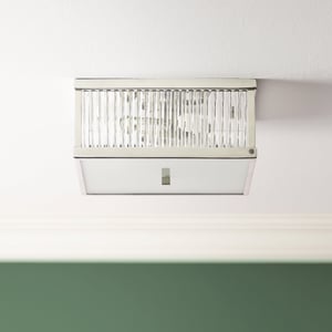 Square Roddy IP44 flush ceiling light in Nickel