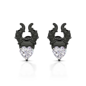 Jeulia "My Godmother" Heart Cut Black Sterling Silver Earrings