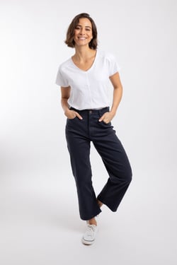 Weird Fish Soulina Wide Leg Cropped Denim Jeans Navy Size 8