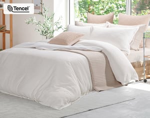 QE Home Nuala Duvet Cover, TENCEL™ Lyocell, Geometric, White, King