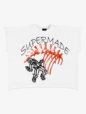Fun Graphic Print Boxy Silhouette T-Shirt - White / L