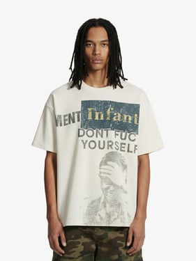 Statement Text Graphic Waffle T-Shirt - Apricot / 2XL