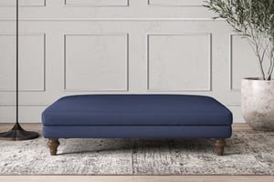 nkuku Deni Large Dining Footstool | Make To Order | Recycled Cotton Navy | No Colour