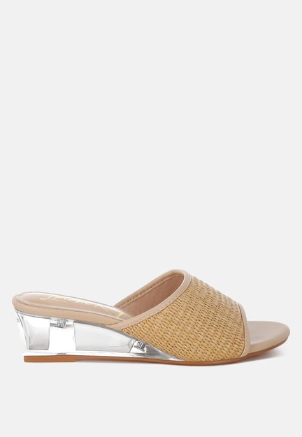 Osminda Raffia Clear Heel Wedge Sandals