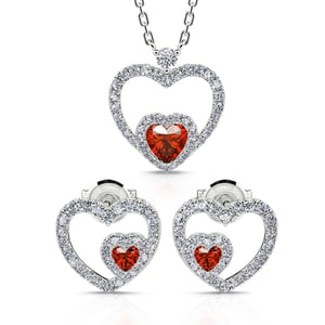 Jeulia "Brilliance Love" Heart Cut Sterling Silver Jewelry Set