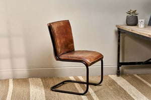 nkuku Narwana Leather Desk Chair | Seating | One Size | Aged Leather & Iron