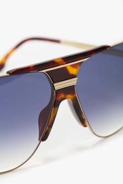 Victoria Beckham Oversized Metal And Acetate Frame In Gold Havana - ONE SIZE - Womens
