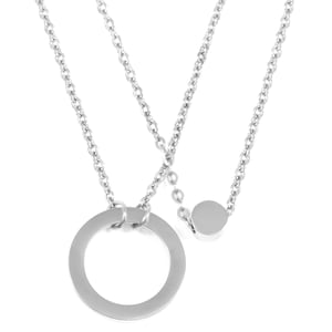 Circle Hoop Layered Pendant Necklace Silver