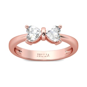 Jeulia Bowknot Heart Cut Sterling Silver Ring