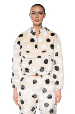 AKIRA Dotty Faux Fur Oversized Pullover | Size Large