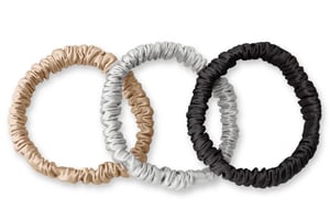 Champagne / Oyster Grey / Charcoal Silk Hair Ties Set - Champagne/Grey/Charcoal