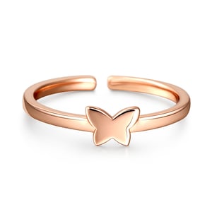 Jeulia "Romanticism" Butterfly Design Adjustable Sterling Silver Women's Band