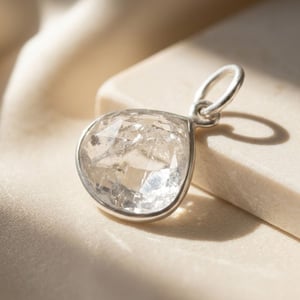 Silver Herkimer Diamond April Birthstone Pendant