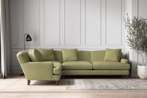 nkuku Deni Left Hand Corner Sofa | Make To Order | Grand | Brera Linen Sage
