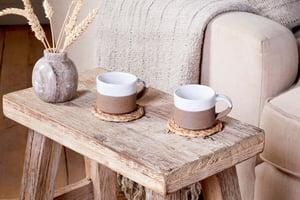 nkuku Mali Ribbed Espresso Mug Set Of 2 | Tableware | White/Terracotta